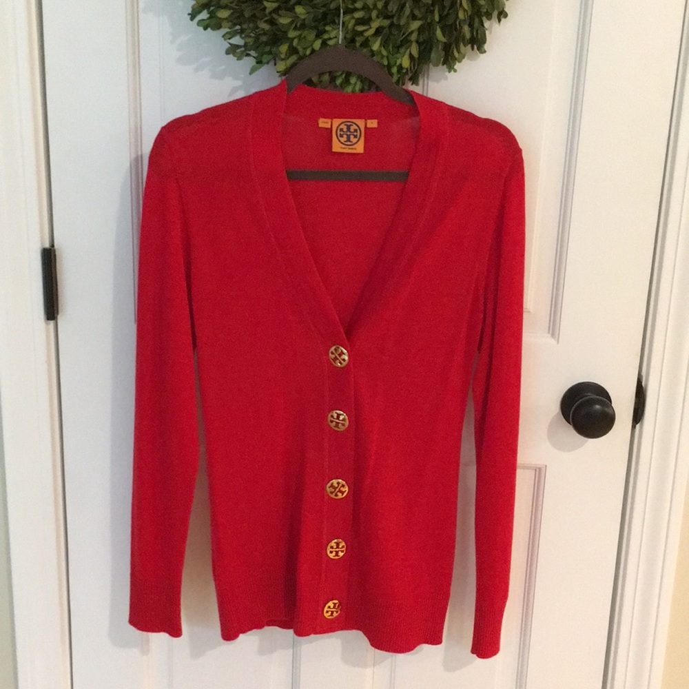 Tory Burch Simone Cardigan w Gold Logo Buttons